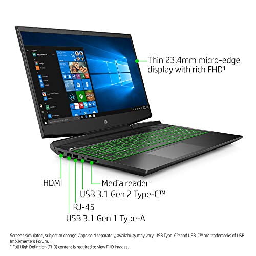 HP Pavilion Gaming 15-Inch Micro-EDGE Laptop, Intel Core i5-9300H  Processor, NVIDIA GeForce GTX 1650 (4 GB), 8 GB SDRAM, 256 GB SSD, Windows  10 Home