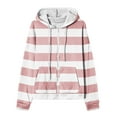 thumbnail image 6 of Juebong Oversized Zip Up Hoodies for Teen Girls Striped Print Long Sleeve Womens Hooded Sweatshirts Oversized Y2K Hoodies Jacket Pink,S, 6 of 6