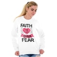 thumbnail image 4 of Faith Over Fear Breast Cancer Ribbon Women Crewneck Sweatshirt Brisco Brands S, 4 of 6