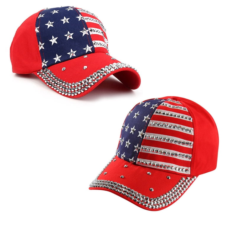 LULULION Womens Baseball Hat Red Rhinestone Decoration 1Pcs  display picture 3