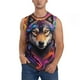 thumbnail image 1 of Fotbe Colorful Wolf Head Men's Camiseta sin Mangas Estampada para Hombres, Playera Casual para Gimnasio, Entrenamiento, Playa-X-Large, 1 of 7