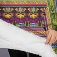 thumbnail image 3 of Oversized Wearable Blanket Hoodie,Purple Boho Tribal Birds and Meanders Pattern Sherpa Blanket Hoodie with Super Pockets,Super Warm Fuzzy Pullover for Women & Men, 3 of 6