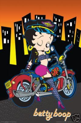 BETTY BOOP ~ BIKER HAT SLIM 12x36 Cartoon Motorcycle NEW/ROLLED! 