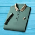 thumbnail image 4 of Camisa de manga corta para hombre, camisas de moda informales con solapa que absorben el sudor, camiseta para hombre Gris Verde XL, 4 of 9