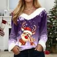 thumbnail image 2 of Rotm Christmas Womens Tops Trim Christmas Tree Print T-Shirt Long Sleeve Crewneck Sweatshirt Xmas Holiday Pullover Tops(Purple,L), 2 of 5