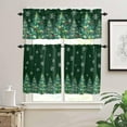 thumbnail image 2 of Green Christmas Tree Kitchen Curtains and Valances Set, Rod Pocket Curtains Tier Farmhouse Window Curtains 36 Inch Length, Winter Snowflake Star Ball 3 Piece Kitchen Curtains Set, 2 of 6