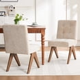 thumbnail image 4 of Kidol & Shellder Modern Upholstered Dining Chairs Set of 2 Tufted Armless Kitchen Chairs with Linen Fabric & Wooden Legs,Khaki, 4 of 9