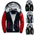 thumbnail image 5 of opolski Winter Coat Solid Colors Drawstring Zipper Fly Cardigan Hooded Extra Thick Men Jacket for Work, 5 of 7