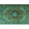 thumbnail image 1 of Ahgly Company Machine Washable Indoor Rectangle Medallion Turquoise Blue Traditional Area Rugs, 2' x 5', 1 of 4