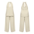 thumbnail image 6 of Favoffer Womens 2 Piece Outfits Sleeveless Solid Color Top Elastic Waist Pocketed Pants Casual Matching Sets for Daily Outdoor Travel Lounge Weekend, 6 of 8