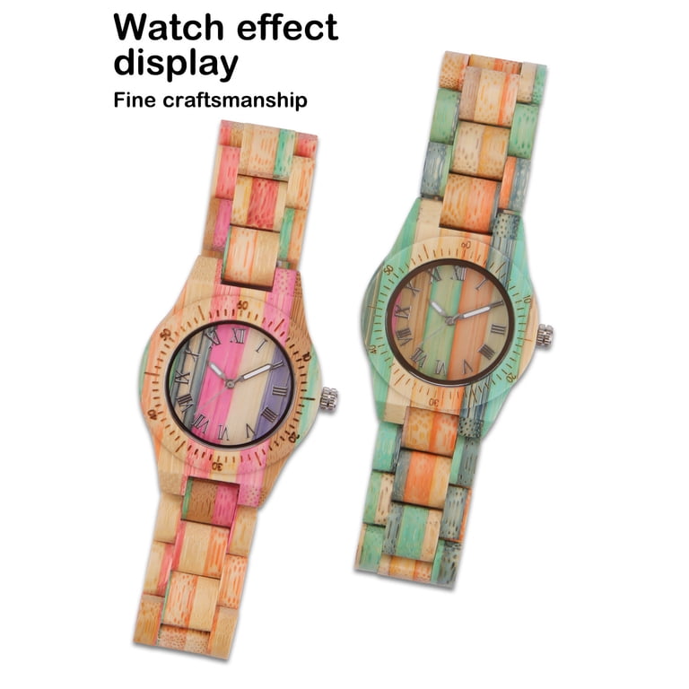 Handmade Colorful Bamboo Women Wood Watch Analog Quartz  display picture 2