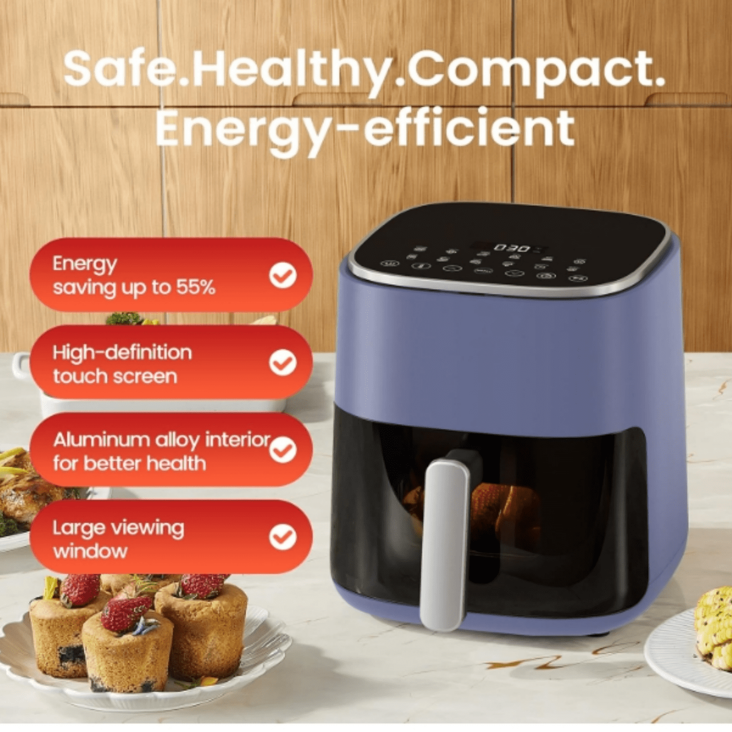 Air Fryer 12-in-1, Compact & Large 5.5-Qt Airfryer, 100-400℉ Precise Heat, 360°Hot Air Circulation, 95% Less Oil, Quick Easy Meals, Bake, Dry, Reheat, Frozen, Broil, Proof