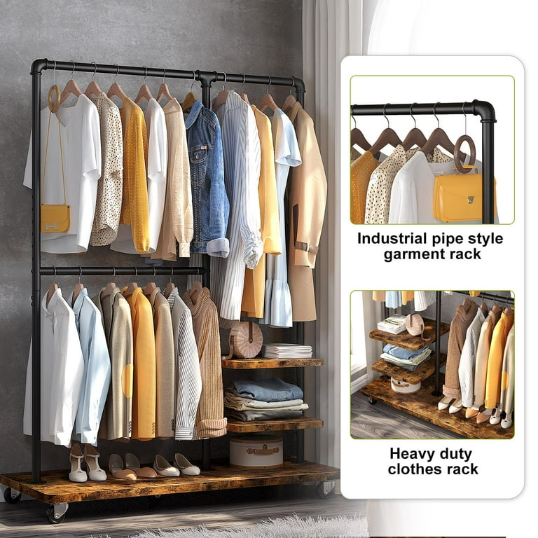 Industrial rolling clothes rack hotsell