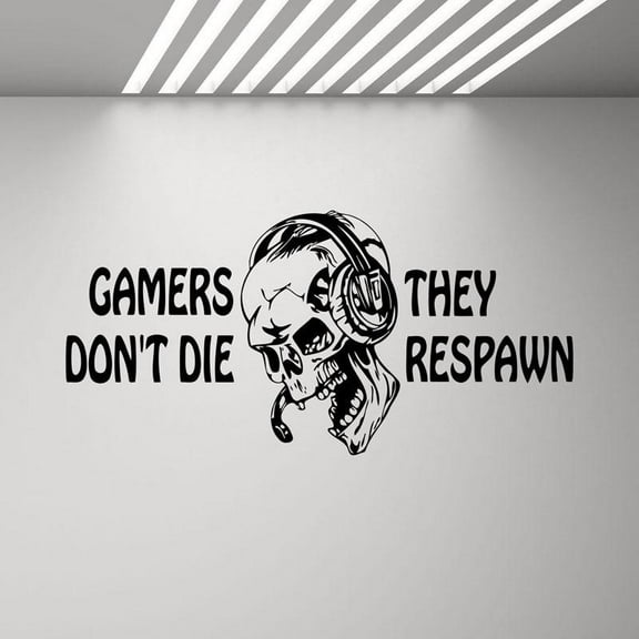 Gamers Dont't Die They Respawn Wall Decal Video Game Gifts Kids Gaming Quote Poster Stickers Boys Room Playroom 117x57cm