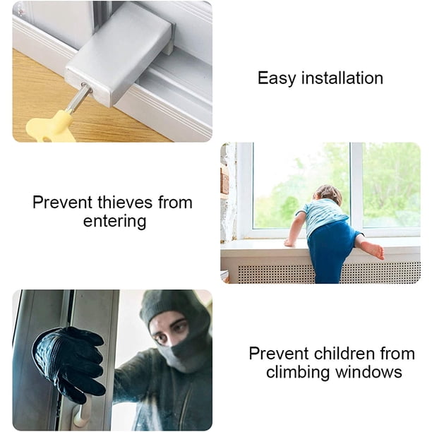 2 piezas con llave Cerradura de seguridad de marco de puerta de aleación de aluminio, cerraduras de ventana doble deslizantes ajustables Cerraduras de seguridad de acero Limitador de seguridad para niños ZefeiWu 8390615052580