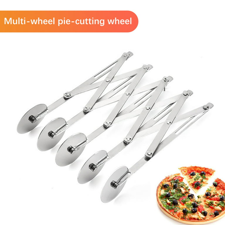 7 Wheels Pizza Cutter Stainless Steel Slicer Expandable Pie Crust