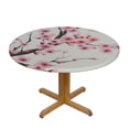 thumbnail image 3 of PIKWEEK  Round Table Cover, Waterproof Reusable Table Cloth Round Fitted Vinyl Tablecloth with Elastic Edged for Parties Outdoors, Hand Drawn Spring Cherry Blossoms, 3 of 7