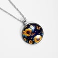 thumbnail image 4 of Starry Sky Sunflower Butterfly Glass Design Circular Pendant Women's Necklace, 4 of 5