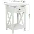 thumbnail image 3 of eHemco X-Side Rathe Nightstand End Table Side Table with Drawer and Storage Shelf, White, 3 of 4