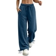 thumbnail image 6 of Womens Fleece Wide Leg Sweatpants High Waisted Athletic Sweat Pants Winter Baggy Workout Pant with Pockets, 6 of 8