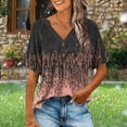 thumbnail image 1 of TaTaai Women Casual V Neck Short Sleeve All Over Print T Shirt Fashion Loose Button Top Ladies Daily Commute Festival Event Wear Soft Comfortable Non See Through Stylish Top Gift, 1 of 6