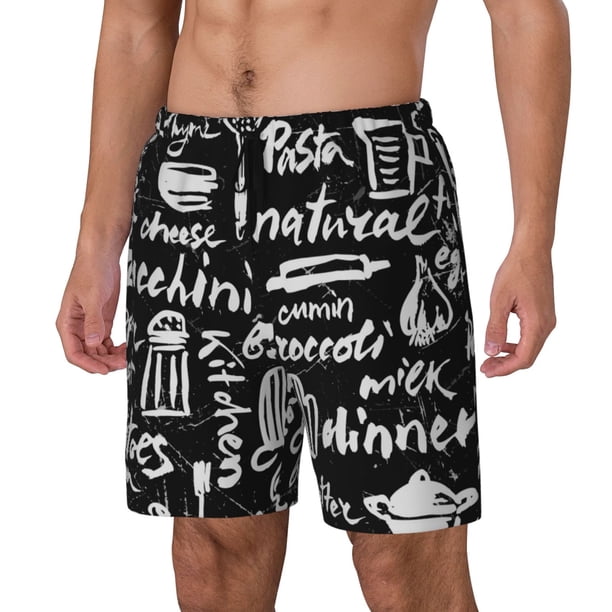Balery Pasta Bacon Bañador para hombre, shorts de playa de secado rápido con entrepierna y forro de compresión-3X-Large