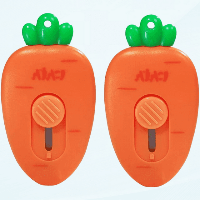 2pcs Mini Portable Knivies, Cute Carrot Shaped Retractable Utility Knife Suitable for Envelope Slitter, Box Cutter,Paper Cutting DIY Crafts