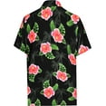 thumbnail image 2 of LA LEELA Men's Hawaiian Shirts Short Sleeve Button Down Shirt Floral Shirt Men Casual Holiday Summer Party Caribbean Shirts for Men Funny M Allover Hibiscus, Black, 2 of 4