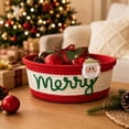 thumbnail image 6 of Christmas Cotton Rope Storage Basket Decorative Woven Basket with Embroidered Holiday Xmas Gift Basket for Gifts Candy Toy Home Table Decor, for Shelf, Desk and Bathroom Storage, Style D, 6 of 7