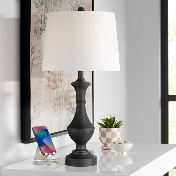 360 Lighting Theo 27 1/4" High Black Metal Column Table Lamp