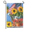 Evergreen Patriotic Sunflower Watering Can Fabric Garden Flag 18 by 12 Inch