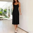 thumbnail image 4 of ClodeEU Women's Spaghetti Strap Sleeveless Midi Dress,Casual A-Line Slip Dress Black,Women's Plus L, 4 of 7