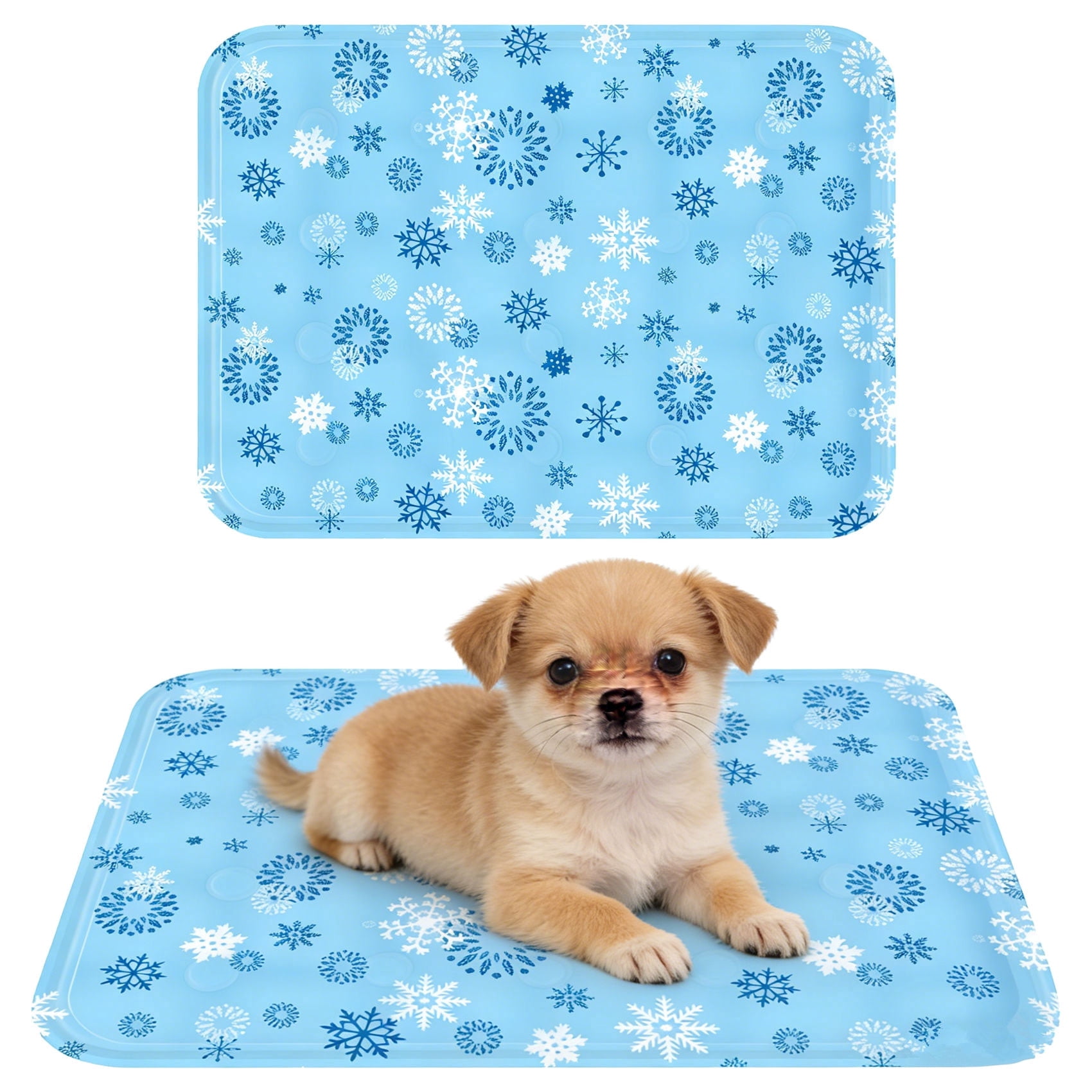 Dog Cooling Mat Pet Cooling Bed Mat for Dog Cat Snowflake Design Waterproof Summer Indoor Cooling Pad for Small Medium Large Dogs L (35×25")