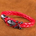 thumbnail image 6 of QQTDFG Leather Bracelet Inch Skull 8 Inches 8MM hook Clasp L439-Red, 6 of 8