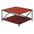 thumbnail image 1 of Convenience Concepts Tucson Black Metal Square Coffee Table in Cherry Wood, 1 of 7