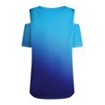 thumbnail image 5 of Tshirts Women Trendy Women's Summer Fashion Casual Gradient Printed Strapless V-Neck Short Sleeve T-Shirt Top, 5 of 7