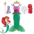 thumbnail image 2 of Disfraz de princesa Ariel de La Sirenita de Disney, vestido morado para niñas, disfraz de cosplay para niños, fiesta de cumpleaños de carnaval, vestido de sirena, 2 of 5