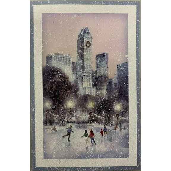 American Greetings, City Scene with Skaters Holiday Cards, 14 Cards and Envelopes