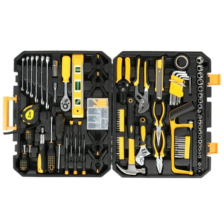 Uarter Home Mechanics Repair Tool Kit 198PCS Hand Tool Set, Household Repair Common Hand Tool Kit, for Home Maintenance with Black Case