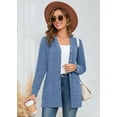 thumbnail image 6 of SHOWMALL Women's Long Sleeve Open Front Cardigan Button Down Blue XL Ribbed Lightweight Knit Outerwear with Pocket, 6 of 7
