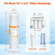 Coconut Shell CTO, Membrane Solutions Carbon Block Drinking Whole House Replacement Water Filter, 2.5 x 10, 5 Micron, 20 Pack