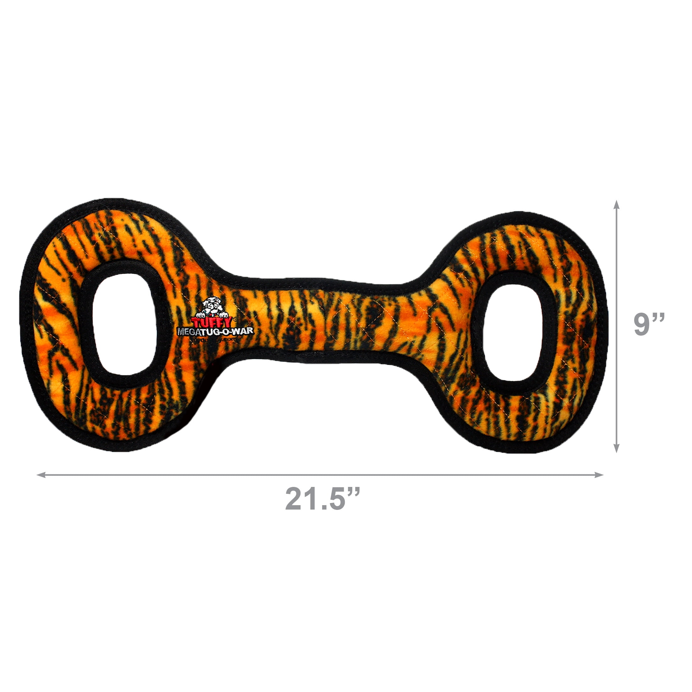 Tuffy Mega Tug Oval Tiger Durable Plush Squeaky Dog Toy