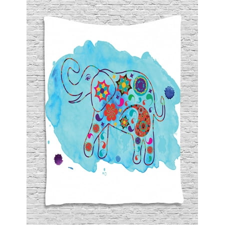 Elephant Tapestry Asian Thailand Colored In Paisleys