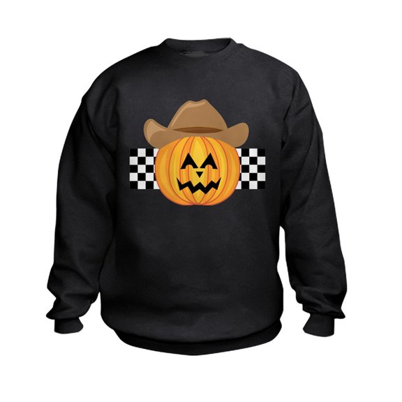 CafePress - Western Halloween Cowboy Pumpkin - Kids Sweatshirt, Youth Crew Neck Sweatshirt
