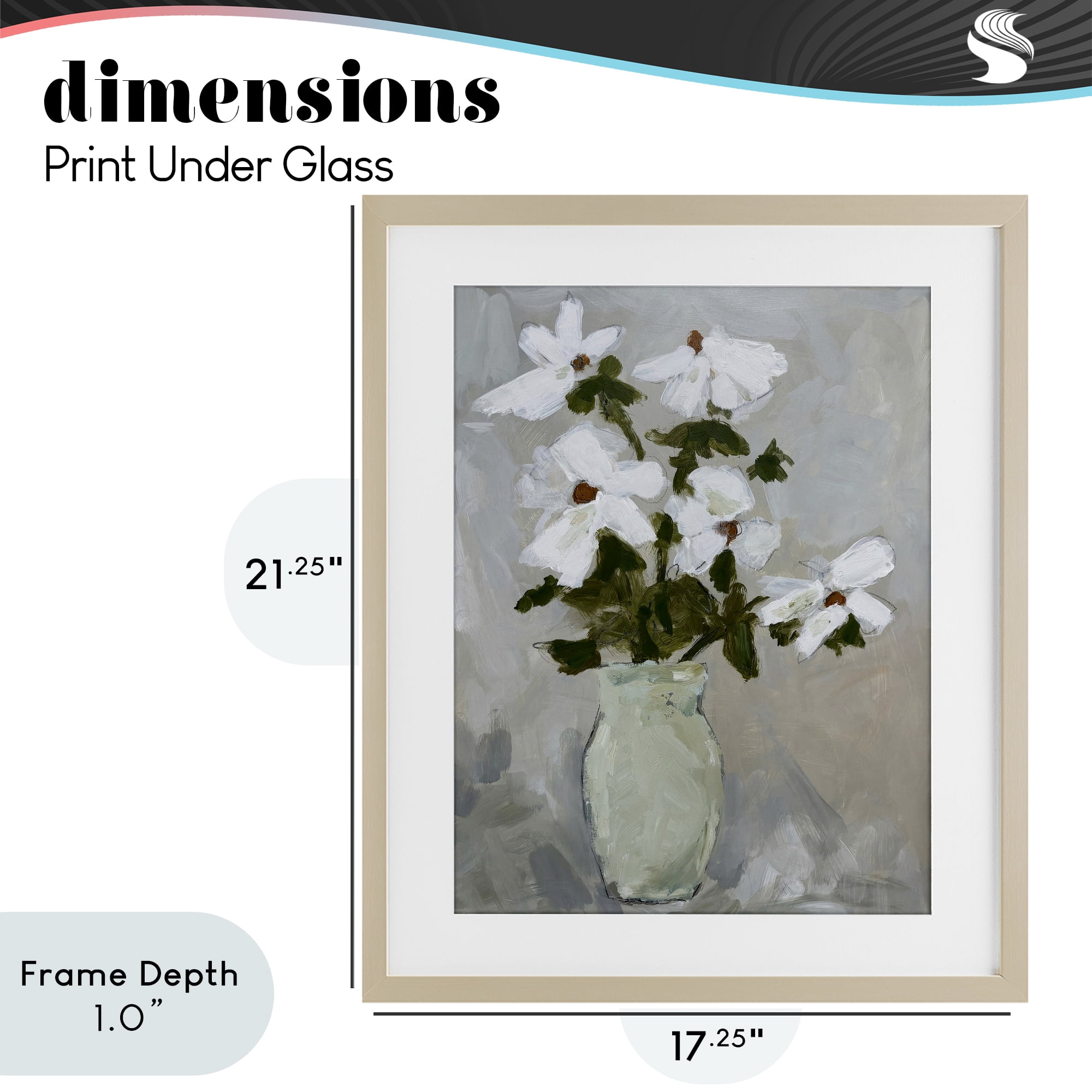 Stupell Industries Cosmos Flowers Serene Rustic Vase Birch Framed Print Under Glass, design by Chloe Elliot