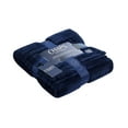 thumbnail image 1 of Chaps Solid Silky Soft Flannel Fleece Throw Blanket Navy 50” X 70” (One Size), 1 of 4