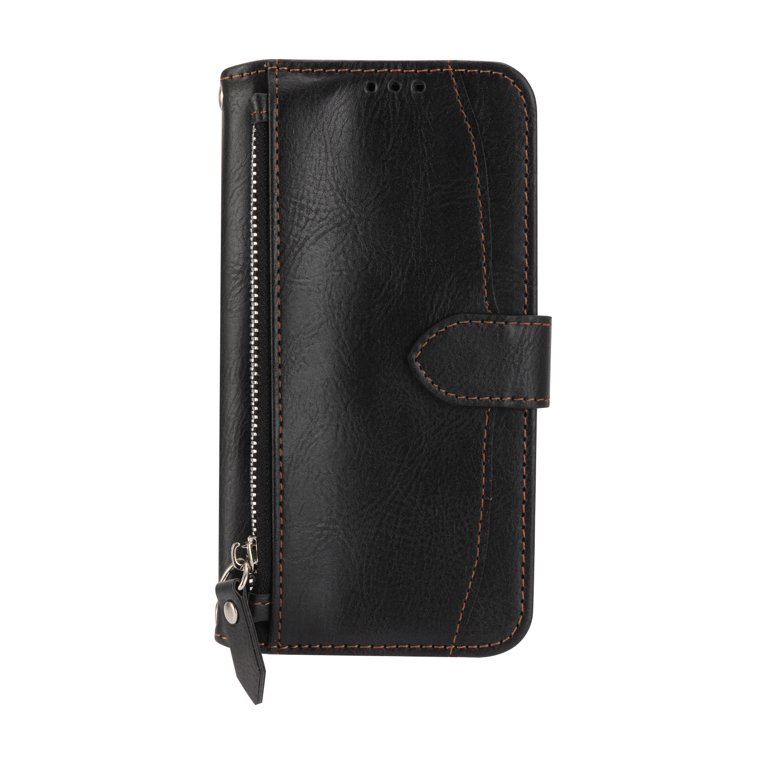 TECH CIRCLE PU Leather Zipper Wallet Case for iPhone 12 Pro Max