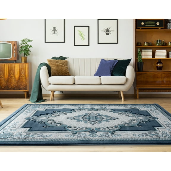 United Weavers Drachma Patras Traditional Medallion Accent Rug, Aqua, 1'10" x 2'8"
