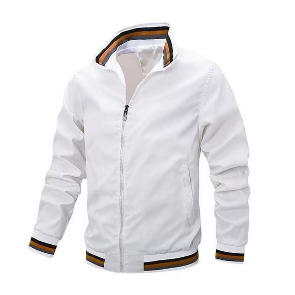 Chaqueta de hombre con cuello alto de moda casual a rayas.