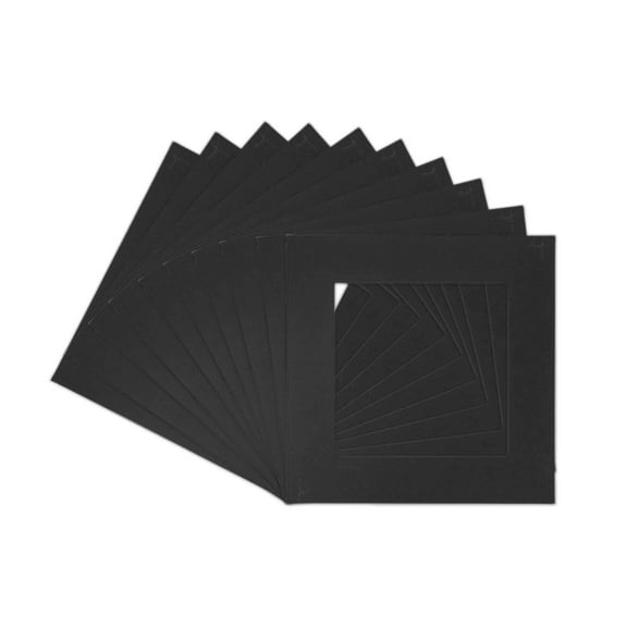 Black Photo Mat with Black Core 16x16 for 12x12 Photos - Fits 16x16 Frame